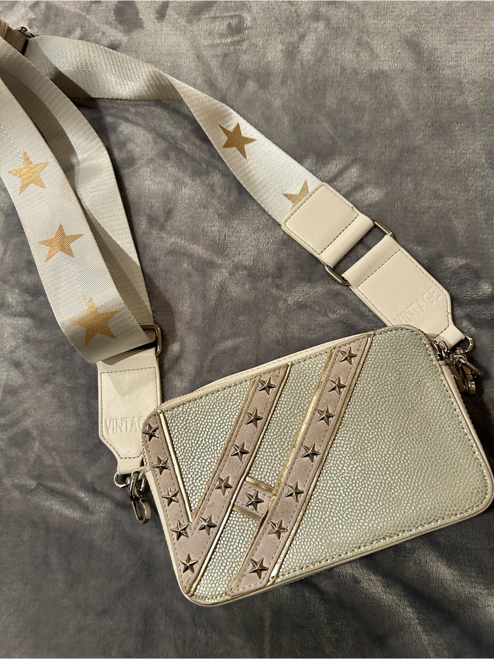 VINTAGE HAVANA Bags MEME Camel/White Crossbody Shoulder Bag/ Retail $100